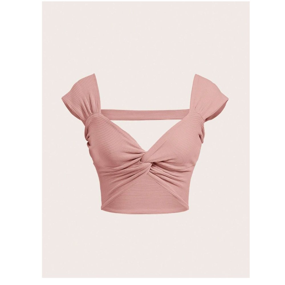 Twist Front Open Back Crop Top